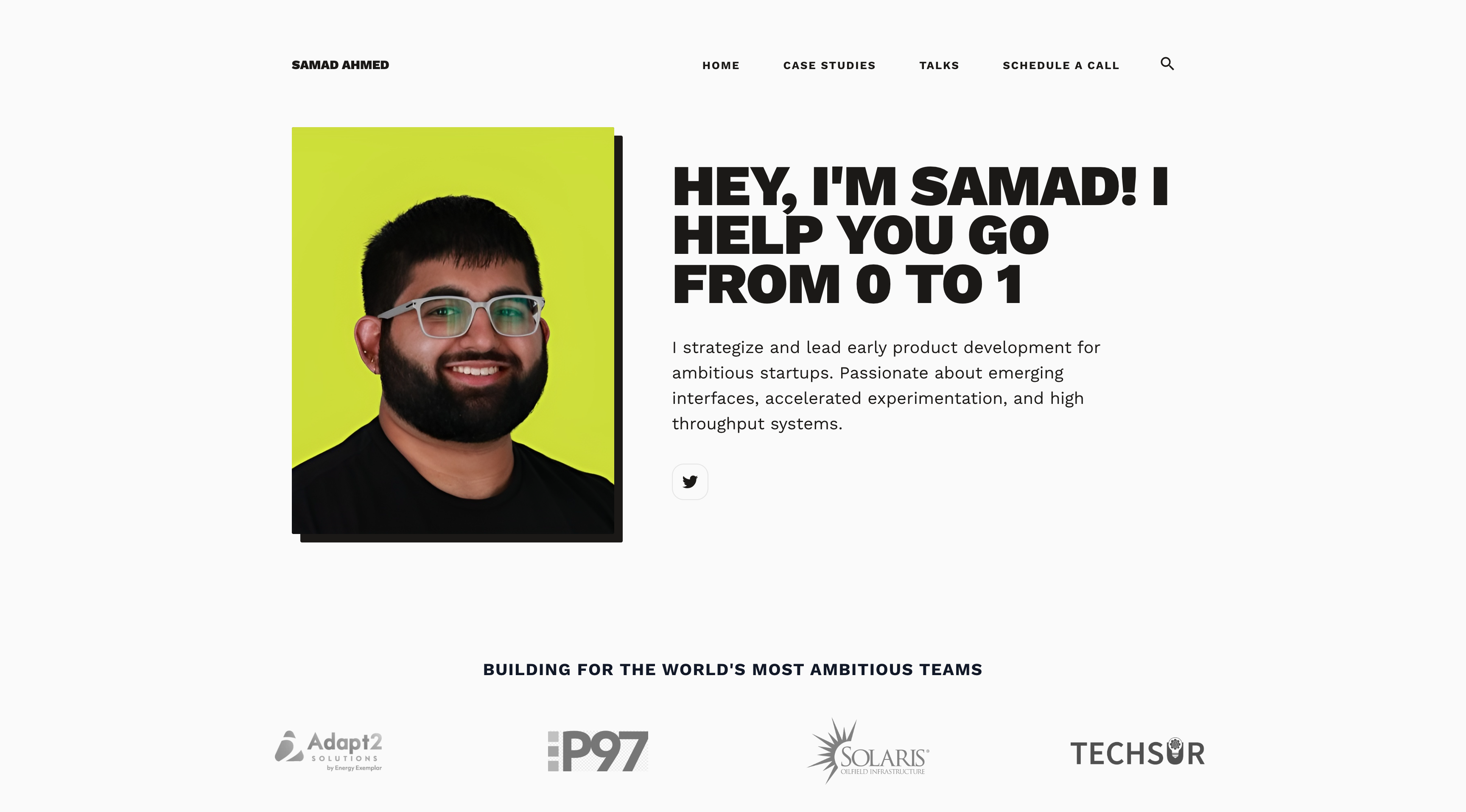 Samad Ahmed Landing Page